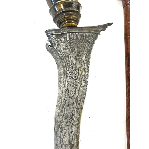 538 - Malayan Kris with horn handle engraved with initials, watered blade