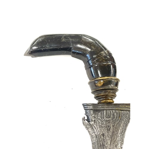 538 - Malayan Kris with horn handle engraved with initials, watered blade