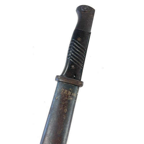 537 - WW2 German K98 Bayonet marked JWN scabbard with unit markings E J R II 16 2