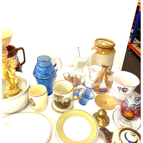 308 - Large selection of collectables to include  jugs, glasses, candlesticks, plates etc