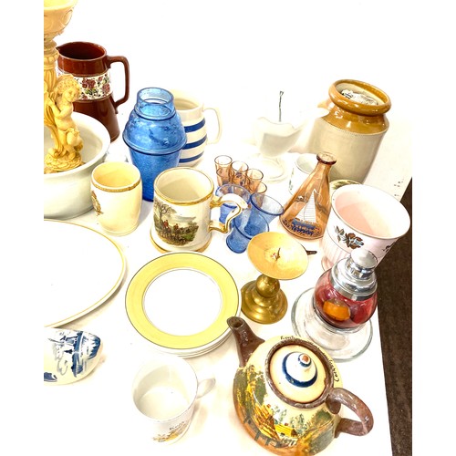 308 - Large selection of collectables to include  jugs, glasses, candlesticks, plates etc