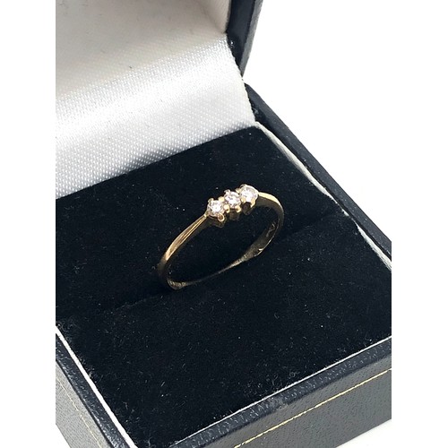 224 - 9ct gold diamond trilogy ring (0.9g)