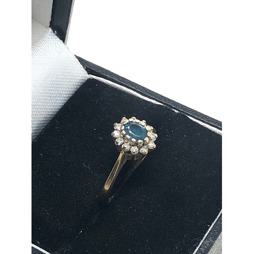 272 - 9ct gold diamond & topaz halo dress ring (1.6g)