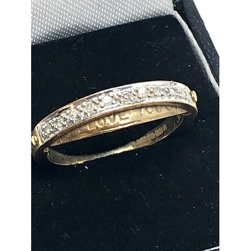 238 - 9ct gold diamond half eternity hidden message ring (3.1g)