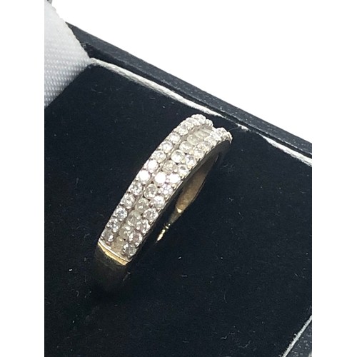 158 - 9ct gold diamond triple-row dress ring (2.1g)