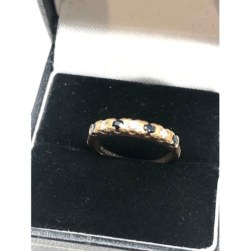 280 - 9ct gold vintage diamond & sapphire dress ring (2.1g)