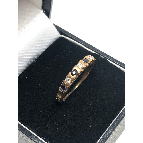 280 - 9ct gold vintage diamond & sapphire dress ring (2.1g)