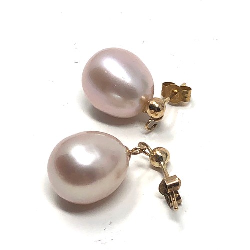 195 - 9ct gold pearl drop earrings (3.8g)