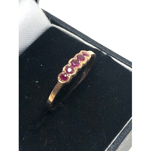 192 - 14ct gold ruby gypsy setting ring (2g)