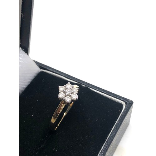 150 - 9ct gold diamond floral cluster dress ring (1.9g)