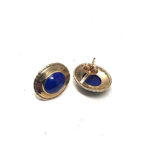 153 - 9ct gold lapis lazuli stud earrings (3.5g)