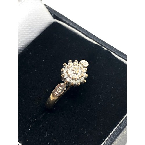 171 - 9ct gold vintage diamond cluster ring (1.8g)