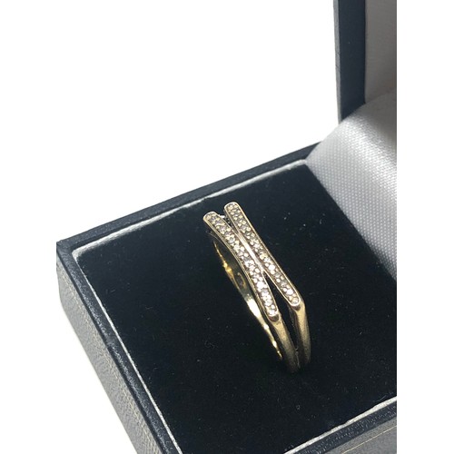 135 - 9ct gold vintage diamond double row stylised dress ring (3.5g)