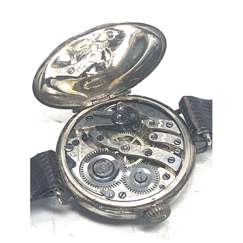 442 - Gents silver trench style wristwatch the watch is ticking