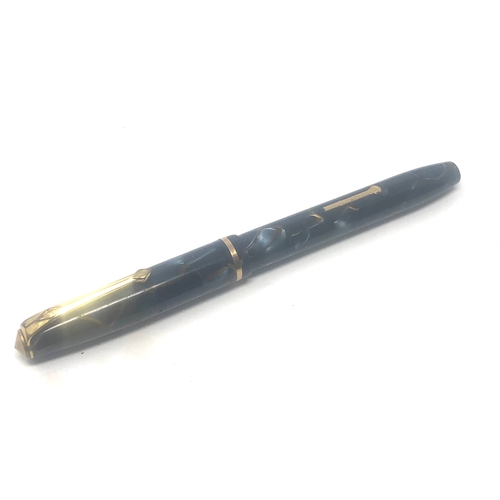 471 - Vintage Conway Stewart 12 Fountain Pen -blue marbled  gold vein 14ct Gold nib