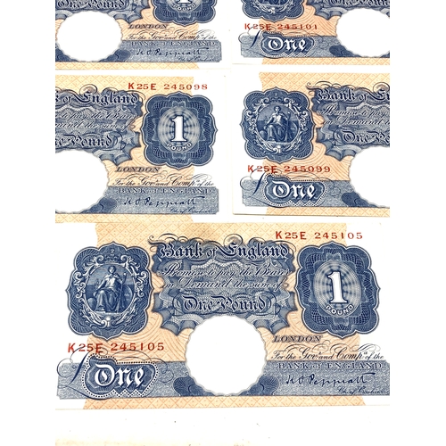 499 - 9 x £1 blue peppiatt 1940s bank notes consecutive numbers look uncirculated