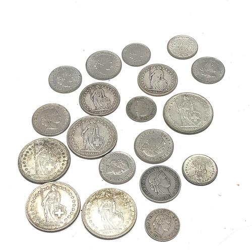 500 - Selection of silver helvetia coins weight 96g