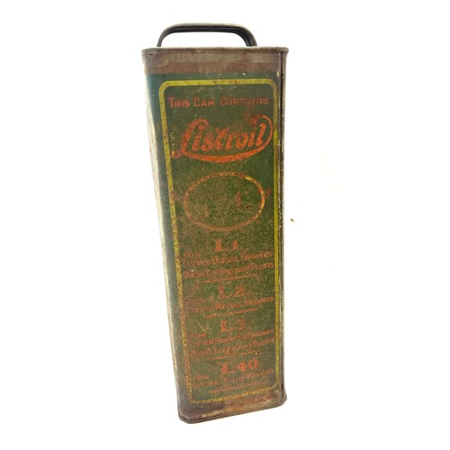 612 - Antique Listroil R.A. Lister and co ltd oil can, The lubricating oil for 