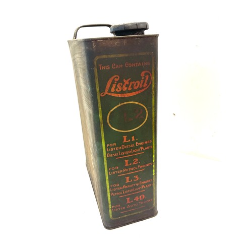 612 - Antique Listroil R.A. Lister and co ltd oil can, The lubricating oil for 