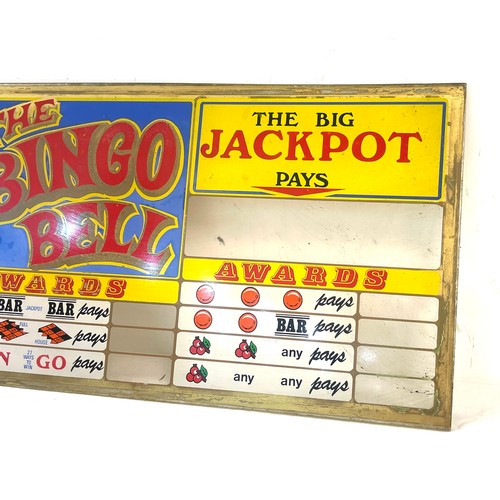 596 - Vintage The Bingo Bell perspex sign measures approx 22.5 inches long 9 inches tall