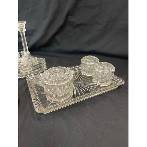 851 - Selection of vintage glass dressing table sets