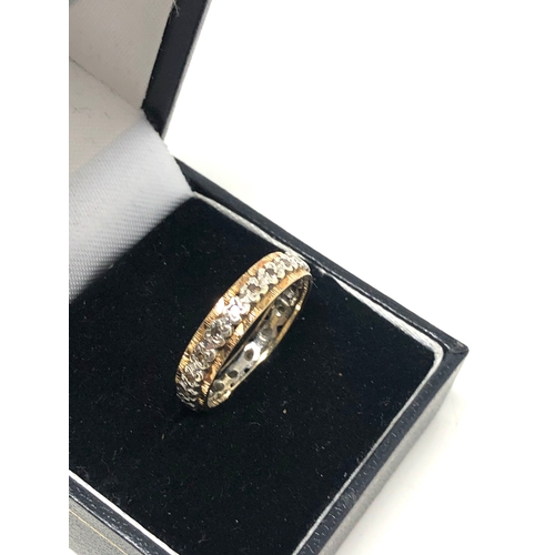 75 - 9ct gold & white stone eternity ring weight 3.1g