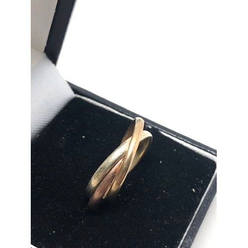 76 - 9ct Tri Colour Gold entwined Ring weight 3.5g