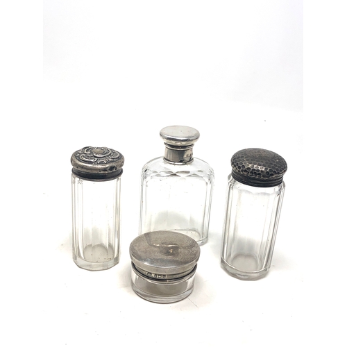 24 - 4 antique silver topped bottles