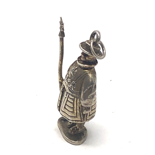 27 - Miniature silver figure ER.11 royal guard beefeater pendant measures approx height 3.4cm