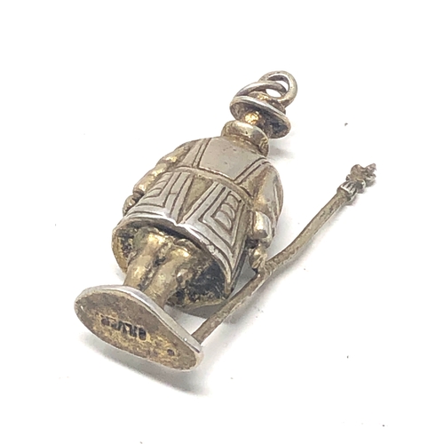 27 - Miniature silver figure ER.11 royal guard beefeater pendant measures approx height 3.4cm