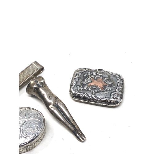 30 - Selection of silver items inc 2 pill boxes , tie clip  st christopher pendants etc