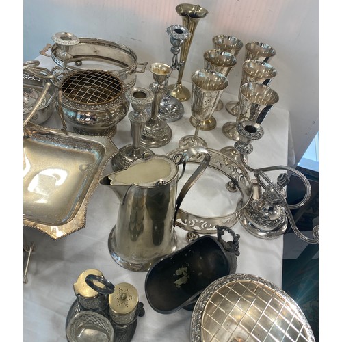 780 - Large selection of silver plated items to include goblets, trays etc