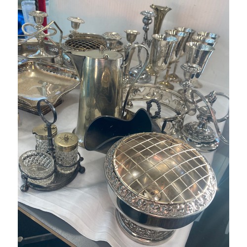 780 - Large selection of silver plated items to include goblets, trays etc