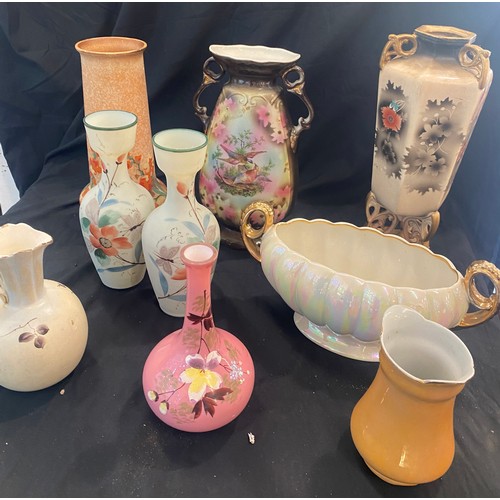 892 - Selection of assorted Vases includes burslem vase, pair of vases etc, tallest vase measures 14 inche... 