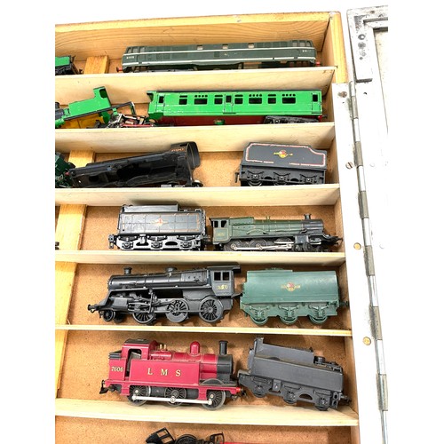 785 - Showcase containing various train engines to include Duchess of Montrose, Victoria, LMS 7606,  Winds... 