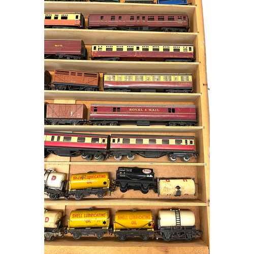 787 - Showcase containing various vintage rolling stock to include Esso 3300 etc