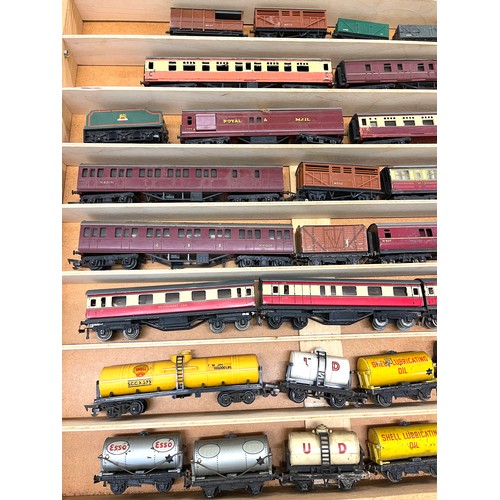 787 - Showcase containing various vintage rolling stock to include Esso 3300 etc