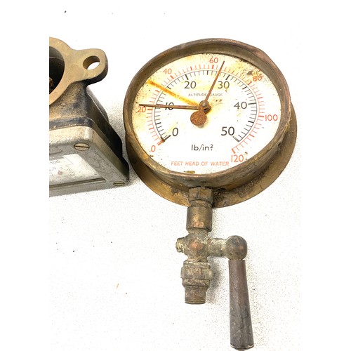 885 - Vintage steam gauge missing glass, Kent steam gauge / meter