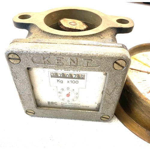 885 - Vintage steam gauge missing glass, Kent steam gauge / meter