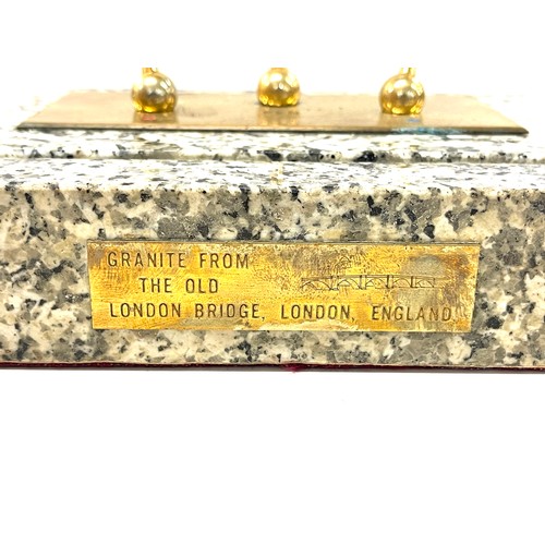 677 - Granite from the old London bridge desk set, to include Parker 51 fountain pen, ballpoint pen