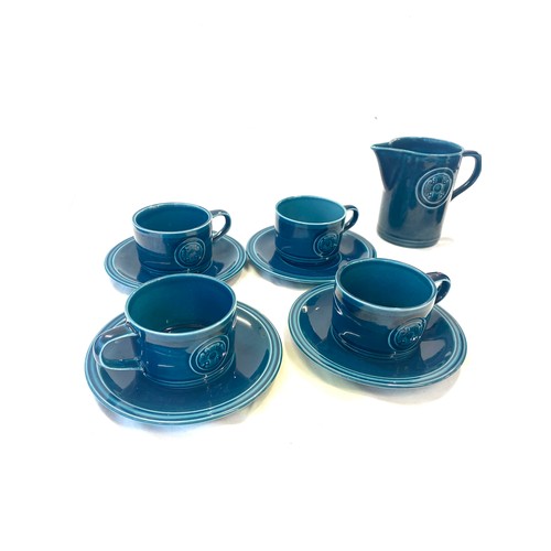 853 - Retro John Anton ironstone 4 piece coffee set, Agincourt pattern