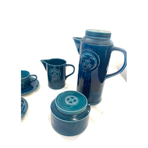 853 - Retro John Anton ironstone 4 piece coffee set, Agincourt pattern