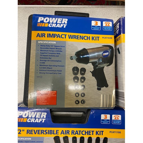 860 - Selection of power tools to include Power craft air impact wrench kit, spot blaster kit, reversible ... 