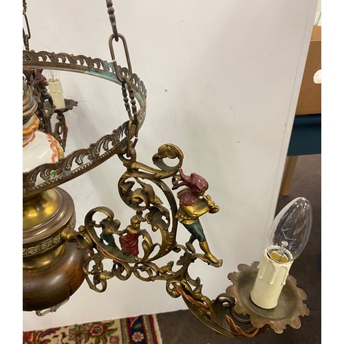 908 - Vintage Dutch / Europeon ceiling hanging light, approximately 48 inches in length from rose to base ... 