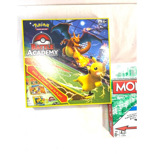 861 - Boxed Pokemon Battle Academy game and Monopoly board game