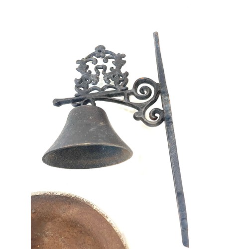 868 - Selection of metal items includes bell, military helmet etc