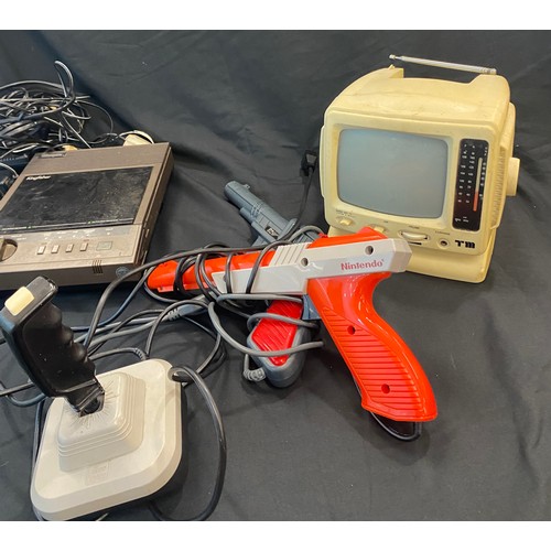 901 - Selection electrical equipment to include Nintendo 64 gun controller, answering machine, portable TM... 