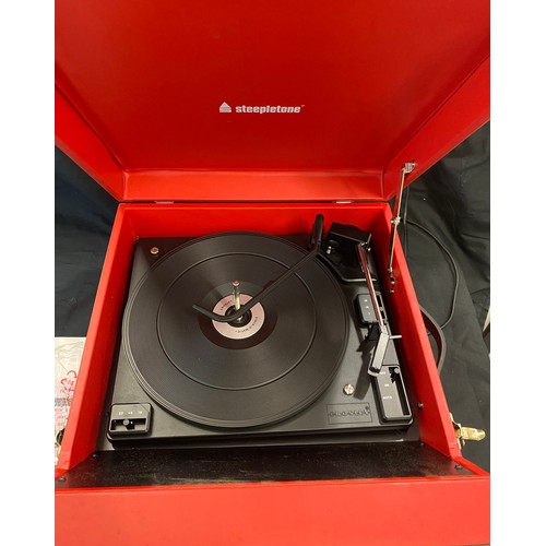 776 - Stapletone Crossley portable record player, model SRP1R09, untested