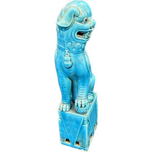 592 - Vintage blue ornamental Chinese dog, approximate height 12.5 inches