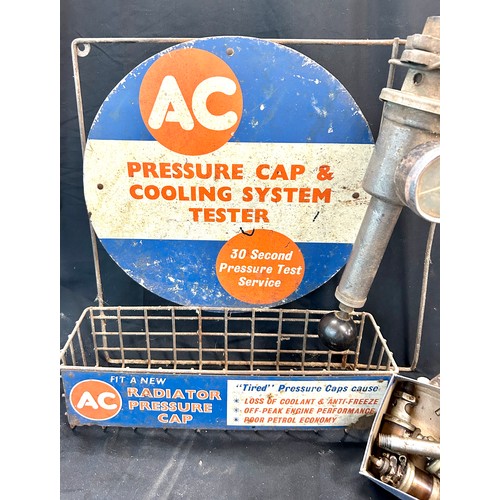 625 - Vintage AC Pressure Cap and Cooling System tester advertising metal display, approximate measurement... 